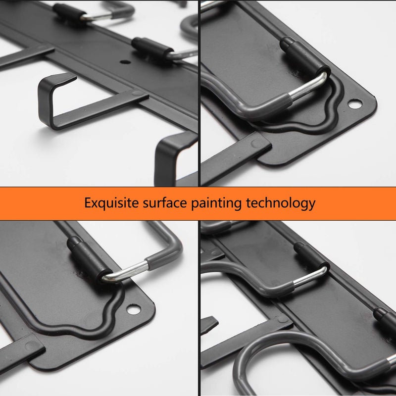 YueTong 68" All Metal Garden Tool Organizer,Adjustable Garage Wall Organizers and Storage,Heavy Duty Wall Mount Holder with Hooks for Broom,Rake,Mop,Shovel(4 Pack) - Image 5
